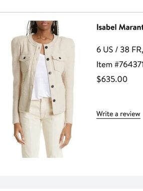 Isabel Marant Cream Button-Front Tweed Blazer
